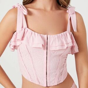 Forever 21 Baby Pink Lace Corset Top – Size M
